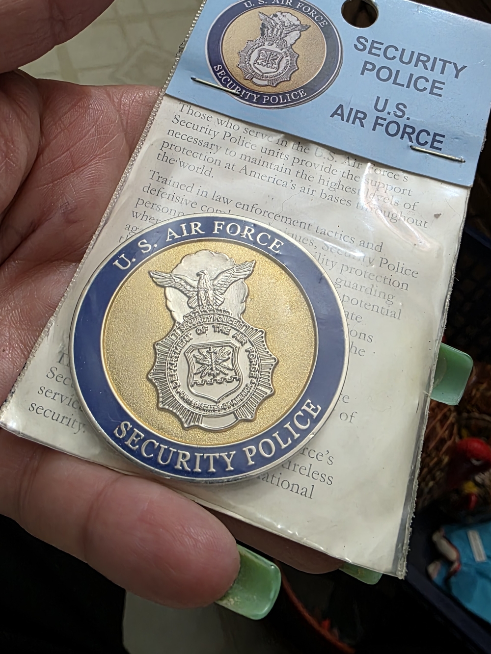 U.S. Air Force Security Police Challenge Coin - Blue and Gold